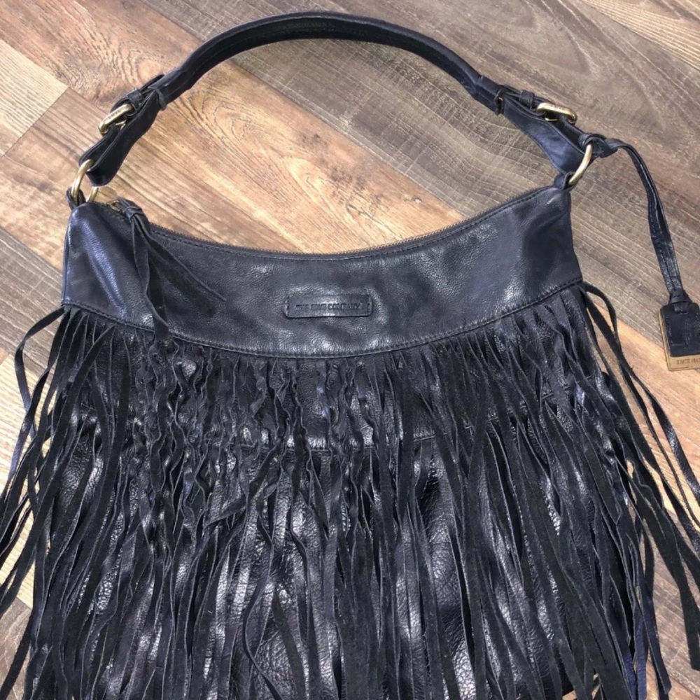 Frye Heidi Fringe Black Hobo Shoulder Bag